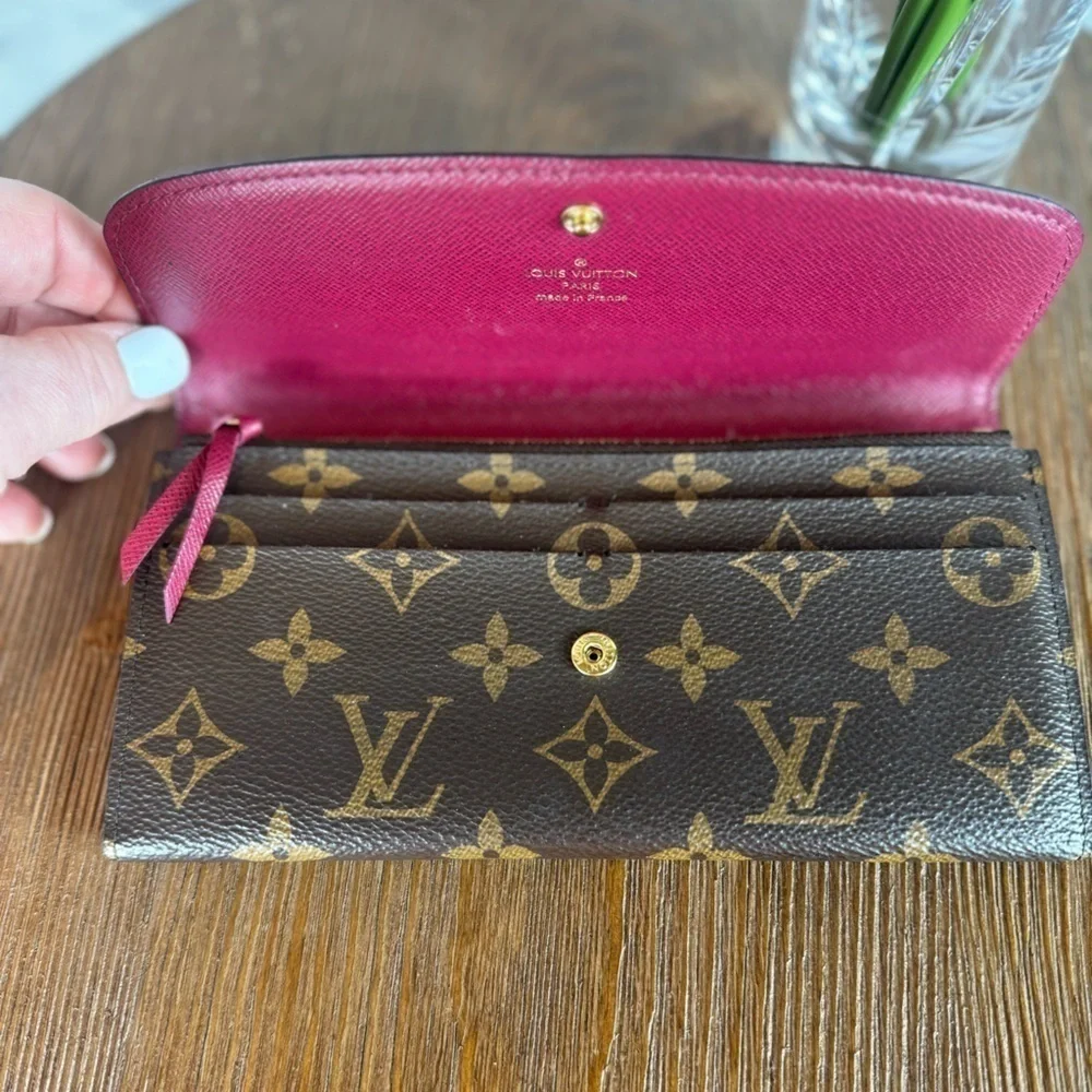 Louis Vuitton Emilie Wallet with Pink Lining and Accents